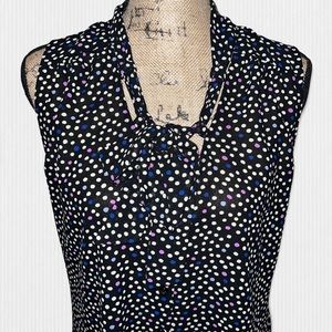 Sleeveless Bow Tie Polka Dot Blouse